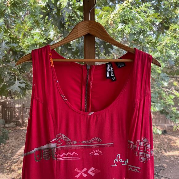 Desigual Women's Red Sleeveless Sheath Dress Boho Printed Size 44 (U.S. L) - Picture 7 of 13
